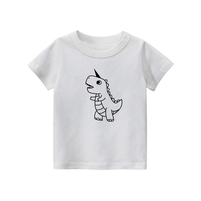 Áo thun cho bé trai bé gái vải cotton mẫu khủng long cute - Áo phông trẻ em tay ngắn cổ tròn Gokis shop QS31
