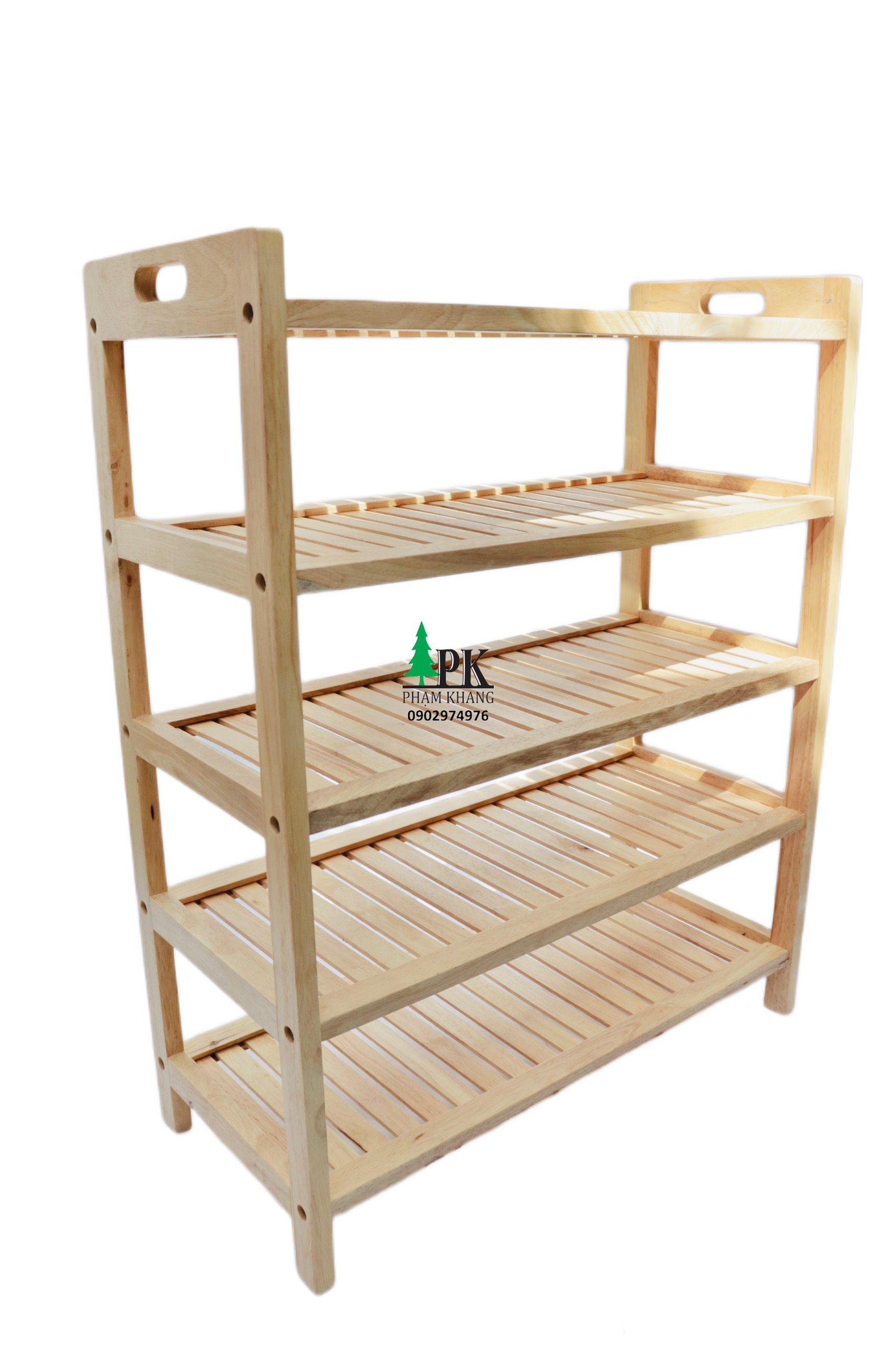 Kệ giày dép 3 tầng/ 4 tầng/ 5 tầng/ 6 tầng Start Decor - Gỗ cao su tự nhiên - Màu Gỗ Tự Nhiên/ Vàng Cherry - Kích thước rộng 64 cm