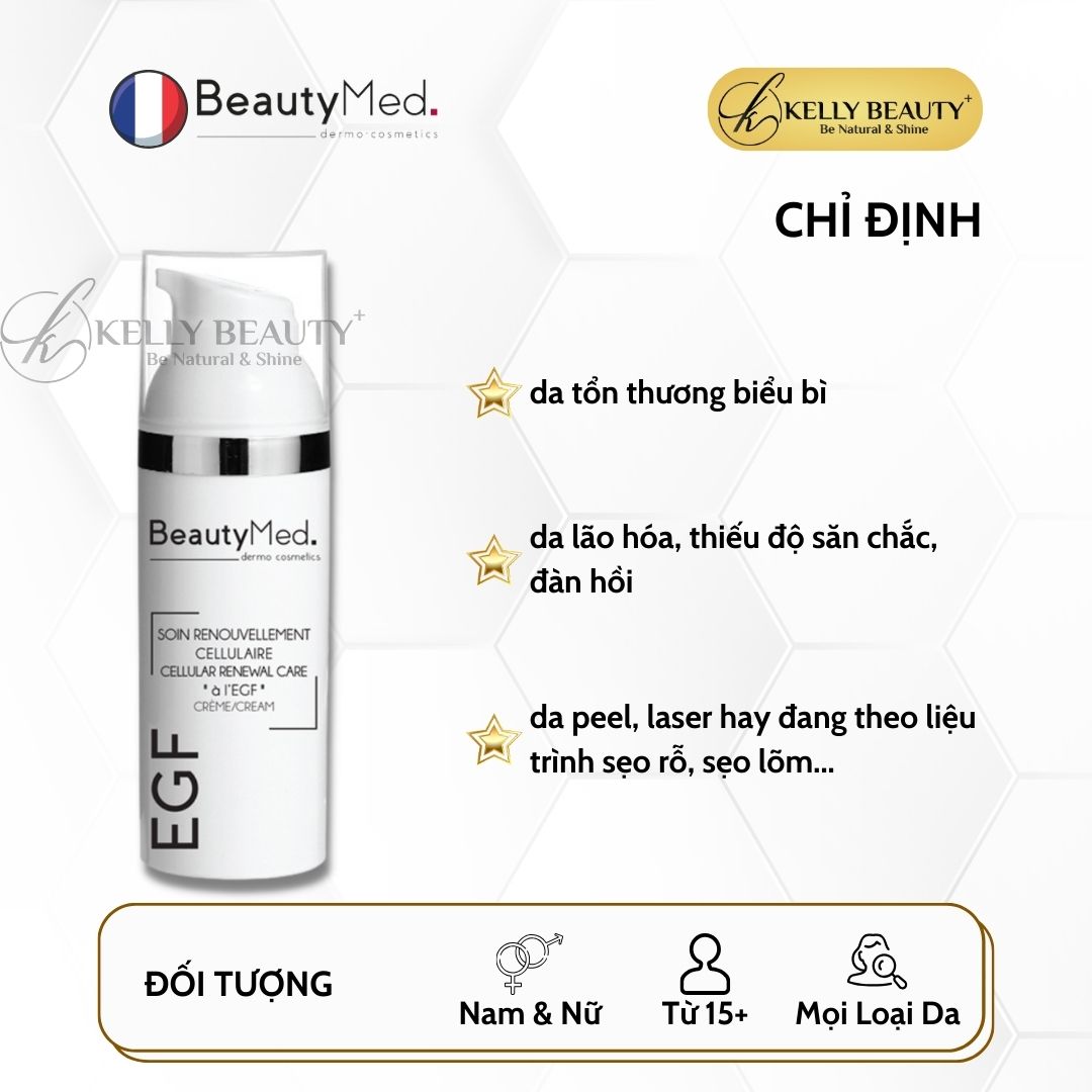 Kem EGF BeautyMed - Tế Bào Gốc Tăng Trưởng Biểu Bì; Mờ Sẹo Rỗ, Giảm Nếp Nhăn; Da Căng Mịn | Kelly Beauty