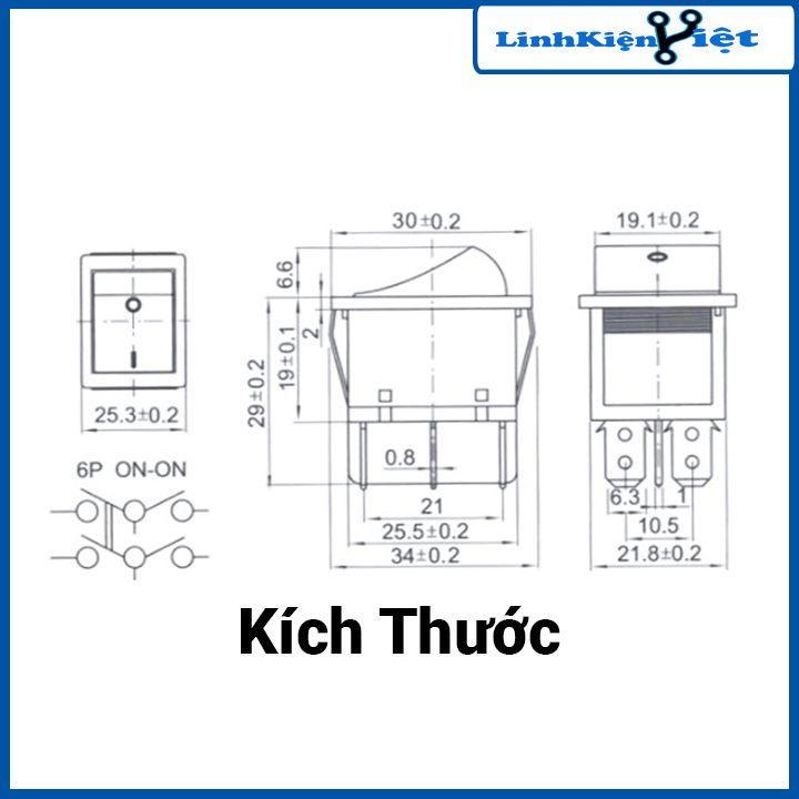 Công tắc bập bênh KCD4 6 chân(6P) 3 chế độ có đèn