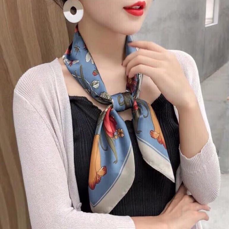 Khăn Lụa Vuông Cao Cấp , Khăn Lụa Cầm Tay Ô Vuông Chất Liệu Lụa Chiffon 70x70cm _,,
