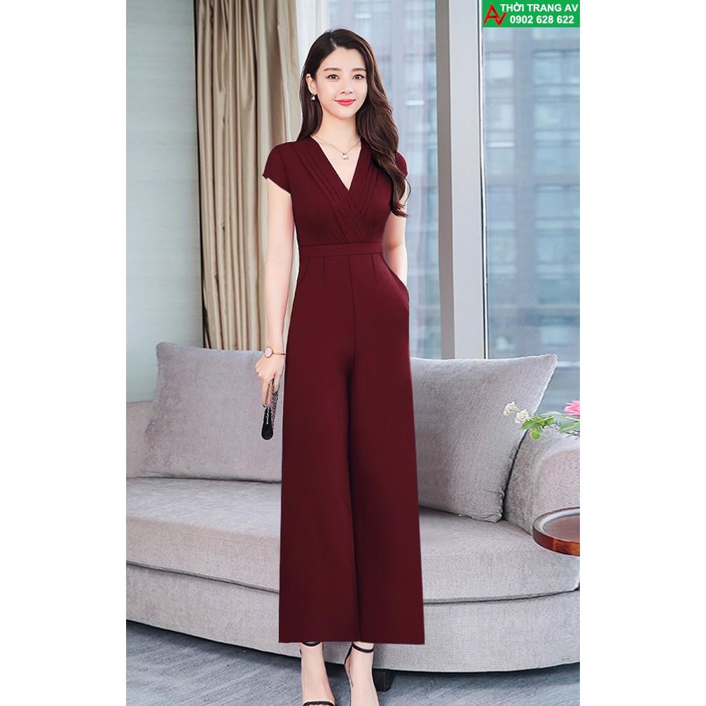 AV6498 - Jumpsuit - Đồ bay dài ống suông xếp pli ngực 