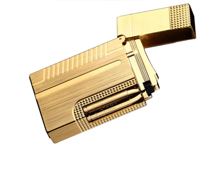 Vỏ Hột Quẹt Bật Lửa Upon Họa Tiết Điệp Viên Sang Trọng D06V Màu Vàng - Dùng Gas Đá Cao Cấp