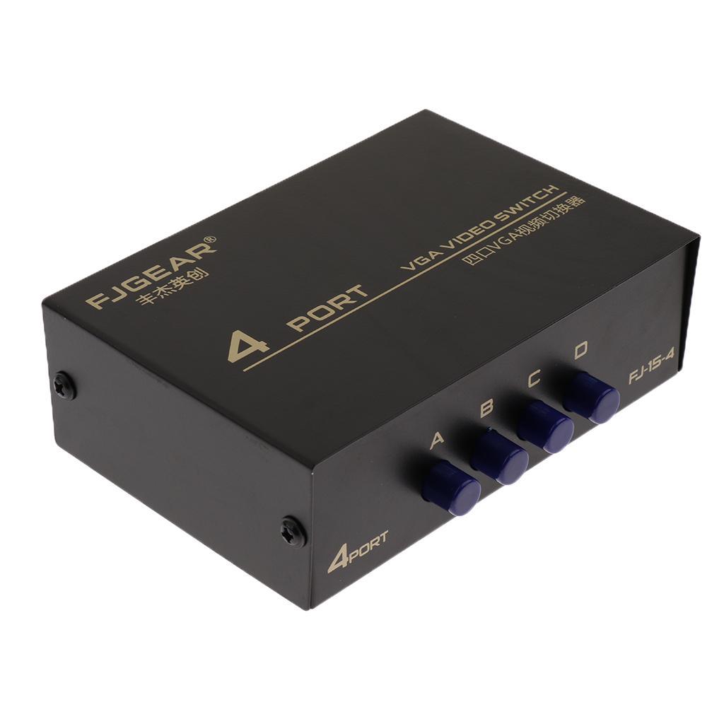 4 Port VGA Switch Video Manual Switcher Box 4 x 1 Selector 4 PC In 1 Out