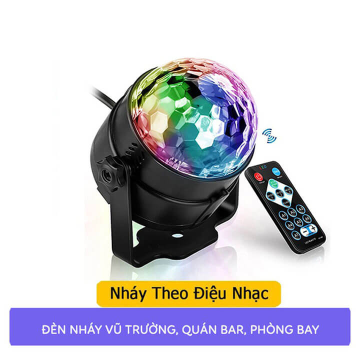 Đèn led xoay 7 màu vũ trường nháy chớp theo nhạc bay phòng sân khấu cảm ứng nhạc