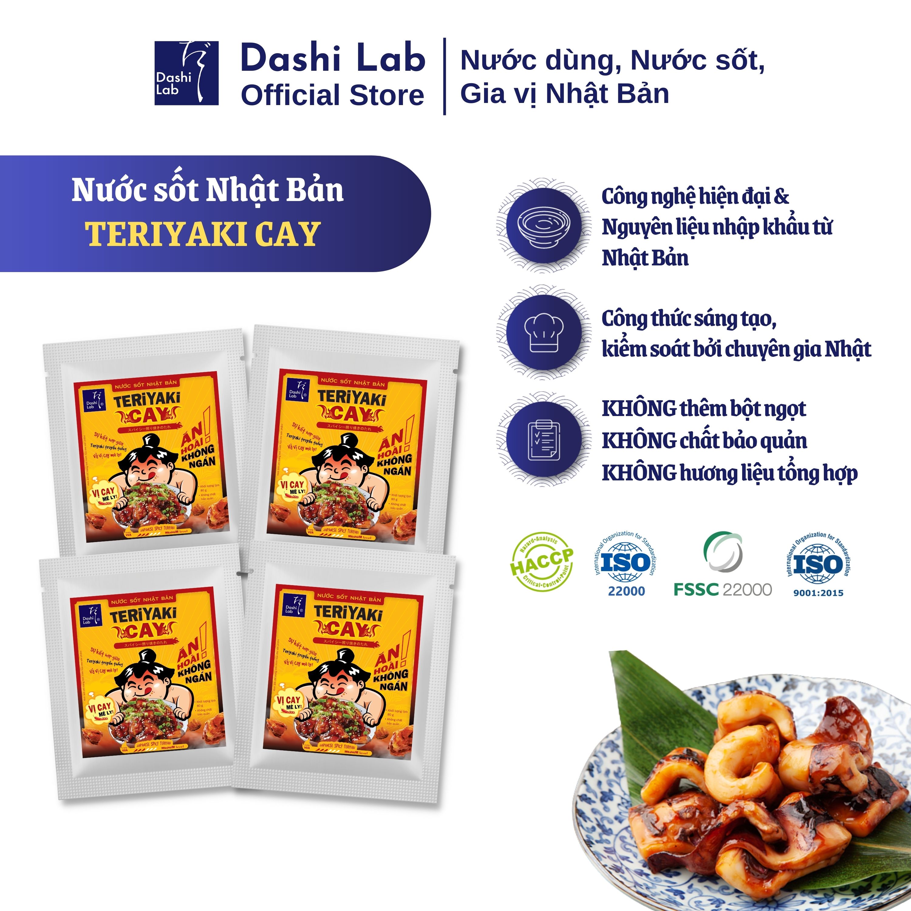 Combo 4 Gói Nước Sốt Nhật Bản TERIYAKI CAY 80g Hương Vị Đậm Đà Cay Mê Ly Chay Mặn Đều Dùng Được DASHI LAB