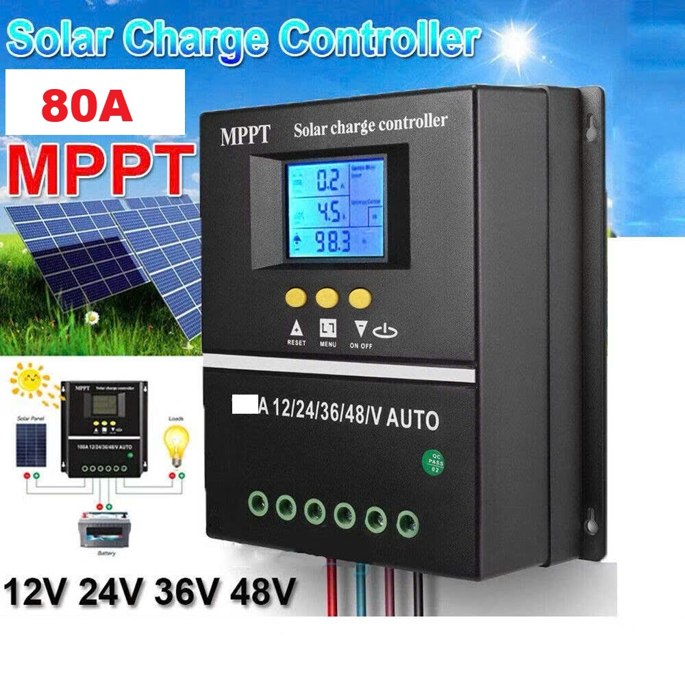 Bộ Điều Khiển Sạc Năng Lượng Mặt Trời MPPT 80A Loại Xịn - Sạc Nhanh, Tự Ngắt, Màn Hình LCD Cực Nét, ĐÈN TRANG TRÍ