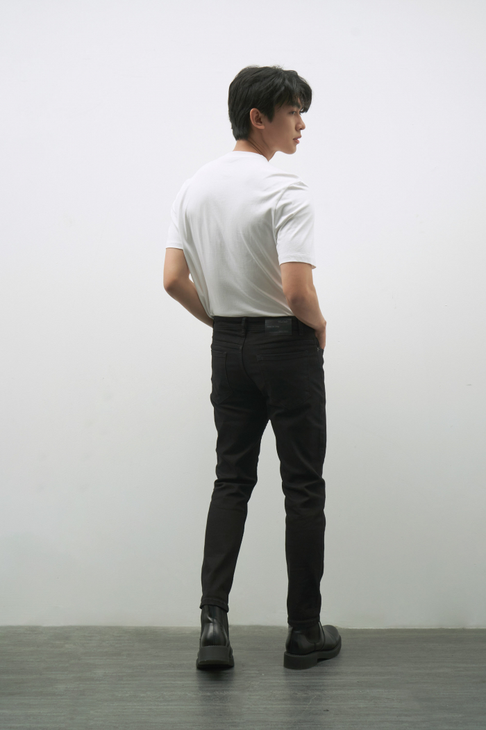 Quần Jean nam Routine màu đen form slimfit có độ co giãn 10F20DPA102CR2