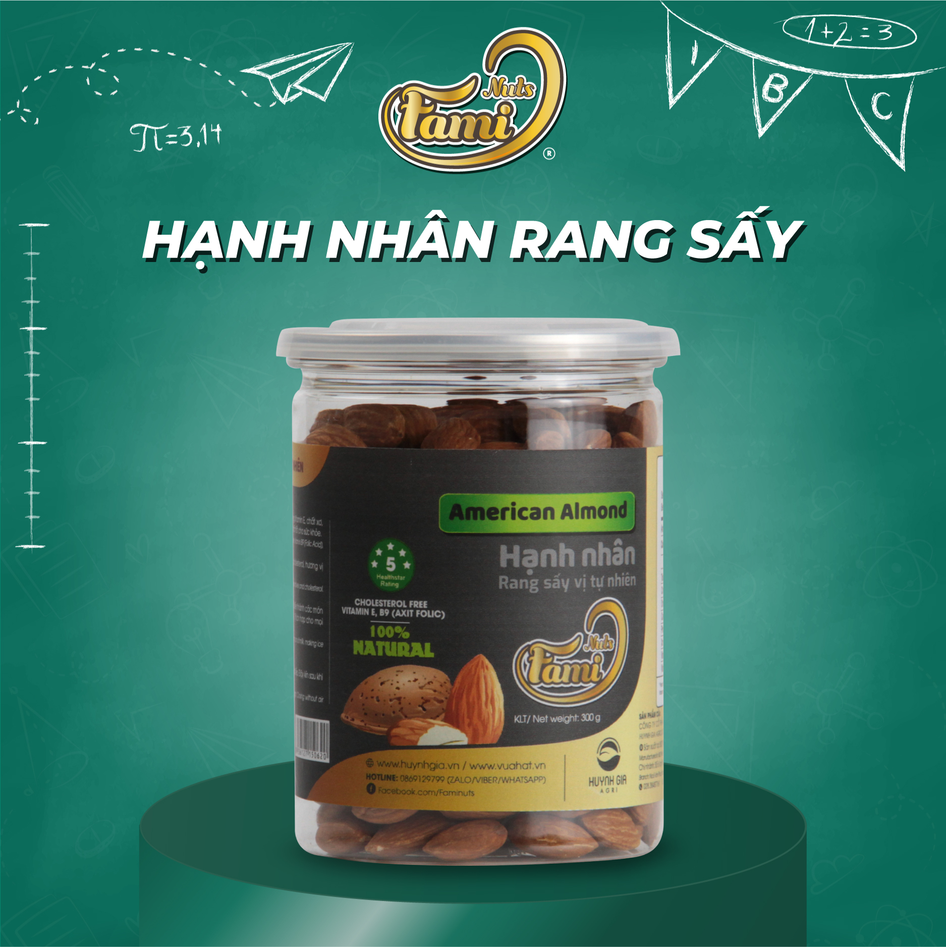 Hạt Hạnh Nhân Rang Sấy Nguyên Vị Fami Nuts Hũ Nắp Nhôm 300g - Hạt Nhập Khẩu