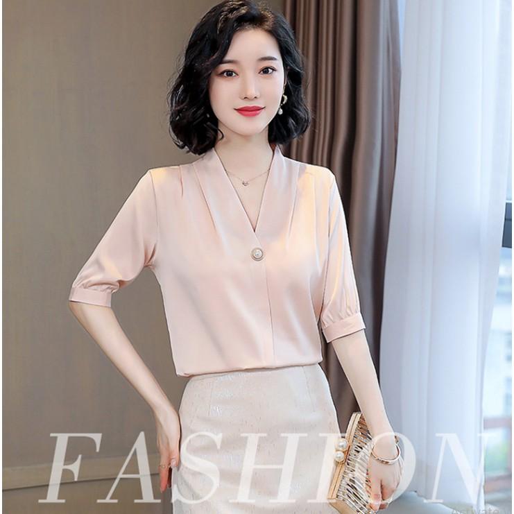 Áo sơ mi nữ tay lỡ áo sơ mi công sở chất vải lụa ngọc trai đẹp mềm rất mượt không nhăn TA120