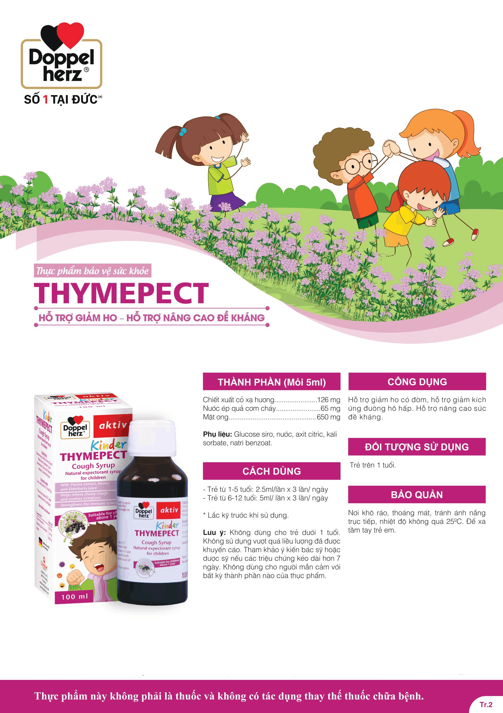 Siro Ho cho bé Doppelherz Aktiv Kinder Thymepect Cough Syrup (Chai 100ml)