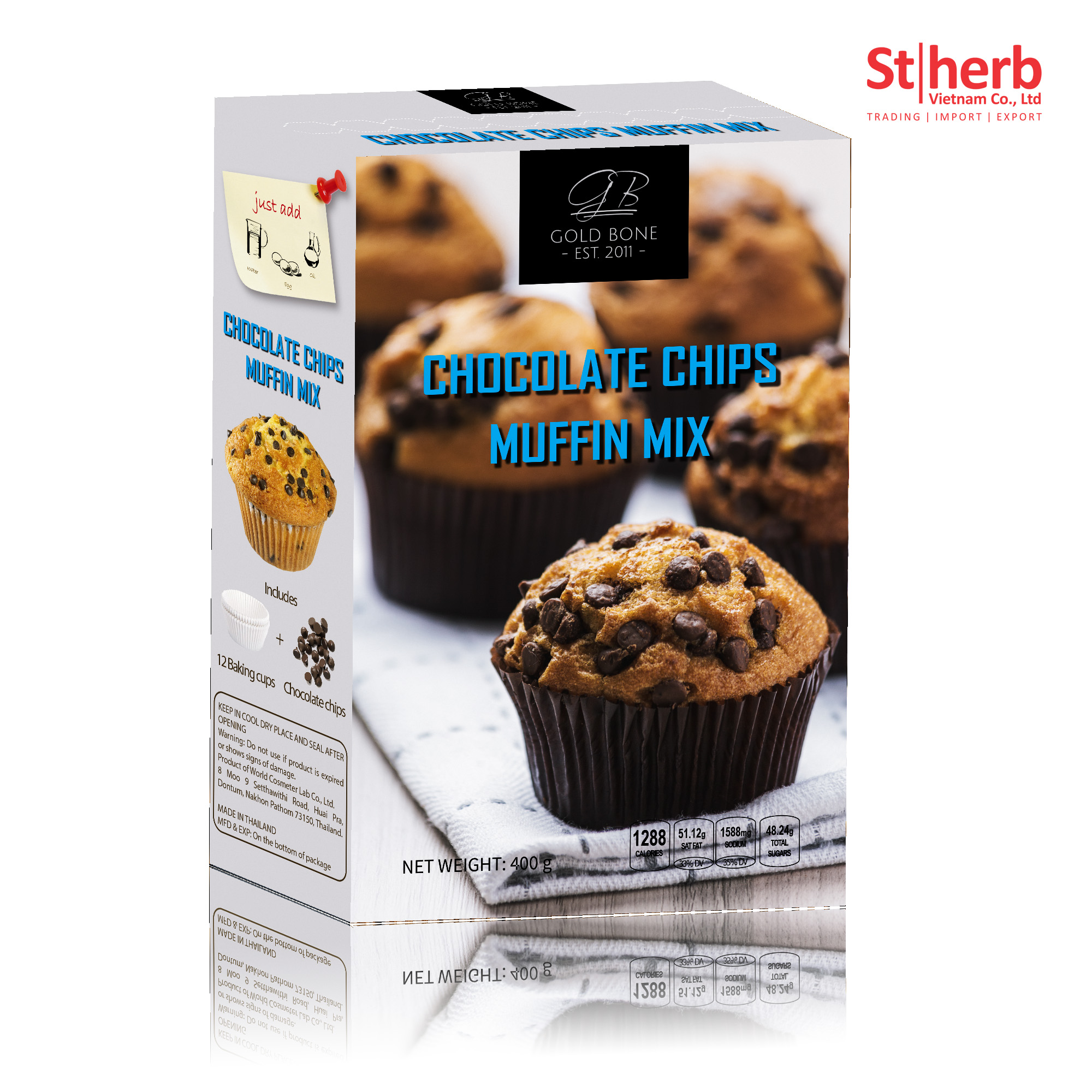 BỘT BÁNH MUFFIN SÔ CÔ LA CHIPS GOLD BONE 400G