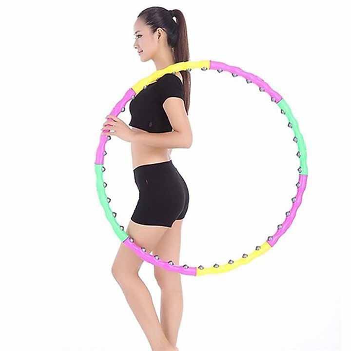Vòng lắc eo hula hoop hoạt tính massage giảm mỡ bụng có các hạt massage giúp thư giãn luyện tập hiệu quả dễ dàng lắp ghép dụng cụ hỗ trợ tập Yoga