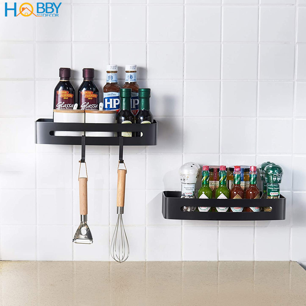 Kệ chữ nhật phòng tắm Inox 304 HOBBY Home Decor KCN3 màu đen gắn tường - có sẵn đinh ốc và không rỉ sét