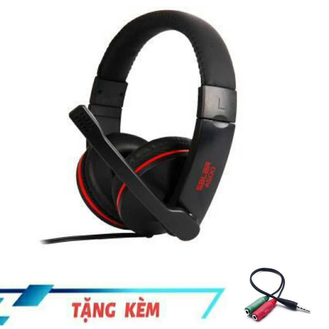 TAI NGHE CHỤP TAI GAME THỦ A500 ÂM THANH CHẤT, JACK 3.5 CÓ MIC THOẠI [ TẶNG CÁP CHUYỂN DÀNH CHO ĐIỆN THOẠI ]