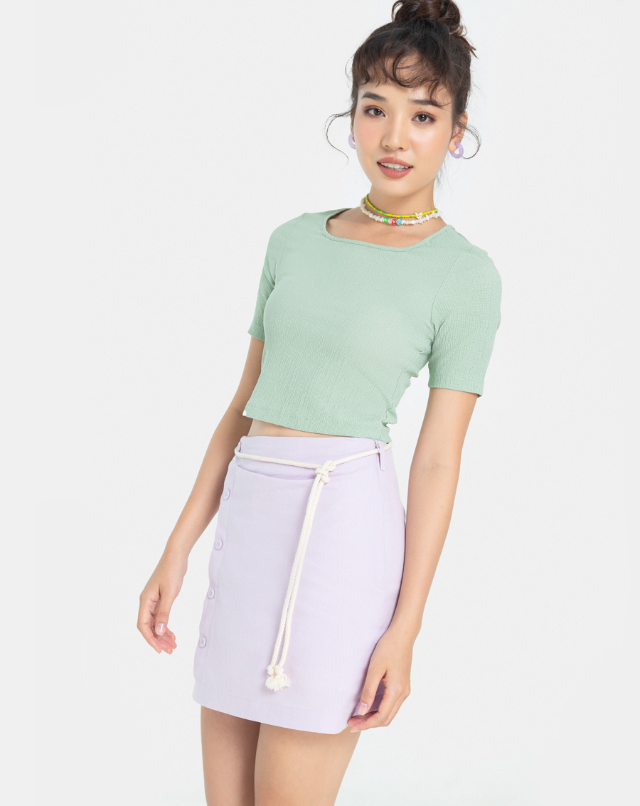 Váy Ngắn Thời Trang JUNO Mini Hàng Nút Lệch JNVNG007