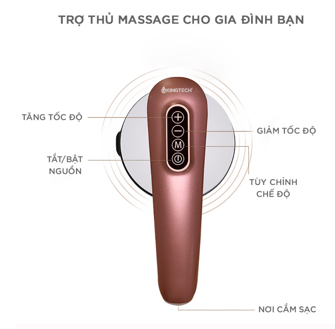 Máy Massage Cầm Tay Đa Năng KINGTECH YT-1803 - Mát Xa Không Dây Toàn Thân - Giảm Đau Cơ, Cứng Khớp Cho Cổ, Vai Gáy, Lưng, Chân, Cánh Tay - Hỗ Trợ Giảm Béo Vòng Bụng - Hàng Chính Hãng