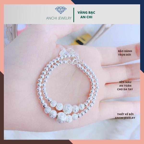 Lắc tay đôi mẹ và bé, vòng tay bi bạc ta nguyên chất sáng đẹp không đen xỉn,An chi Jewelry