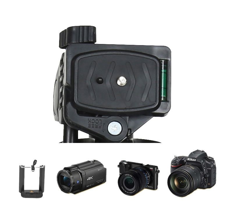 Combo Chân máy ảnh quay phim DSRL Tripod 3366 + Đầu kẹp điện thoại Selfie - Giao màu ngẫu nhiên