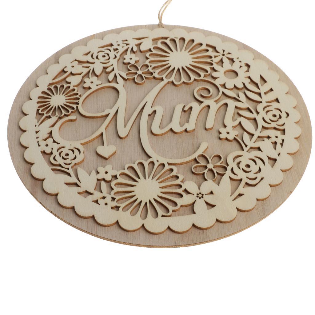 Unfinished Mum Round Board Plaque Mothers Day Home Garden Hanging Decoration