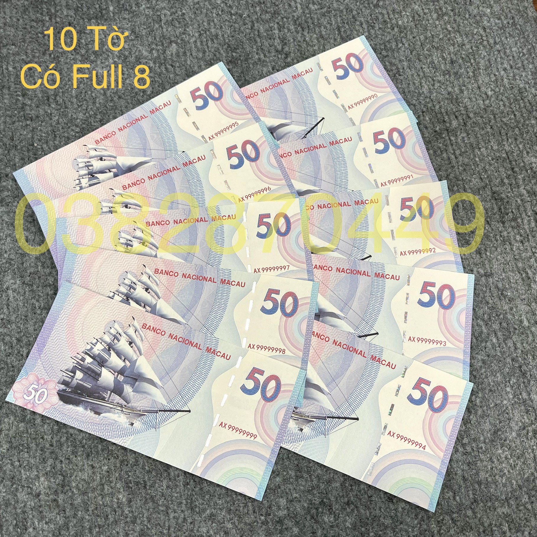 Vip] 10 Tờ Tiền Thuận Buồm Xuôi Gió Số Seri Đẹp Có Full 8,9 Bảo An- Tiền Macau Kỷ Niệm Lì Xì Tết