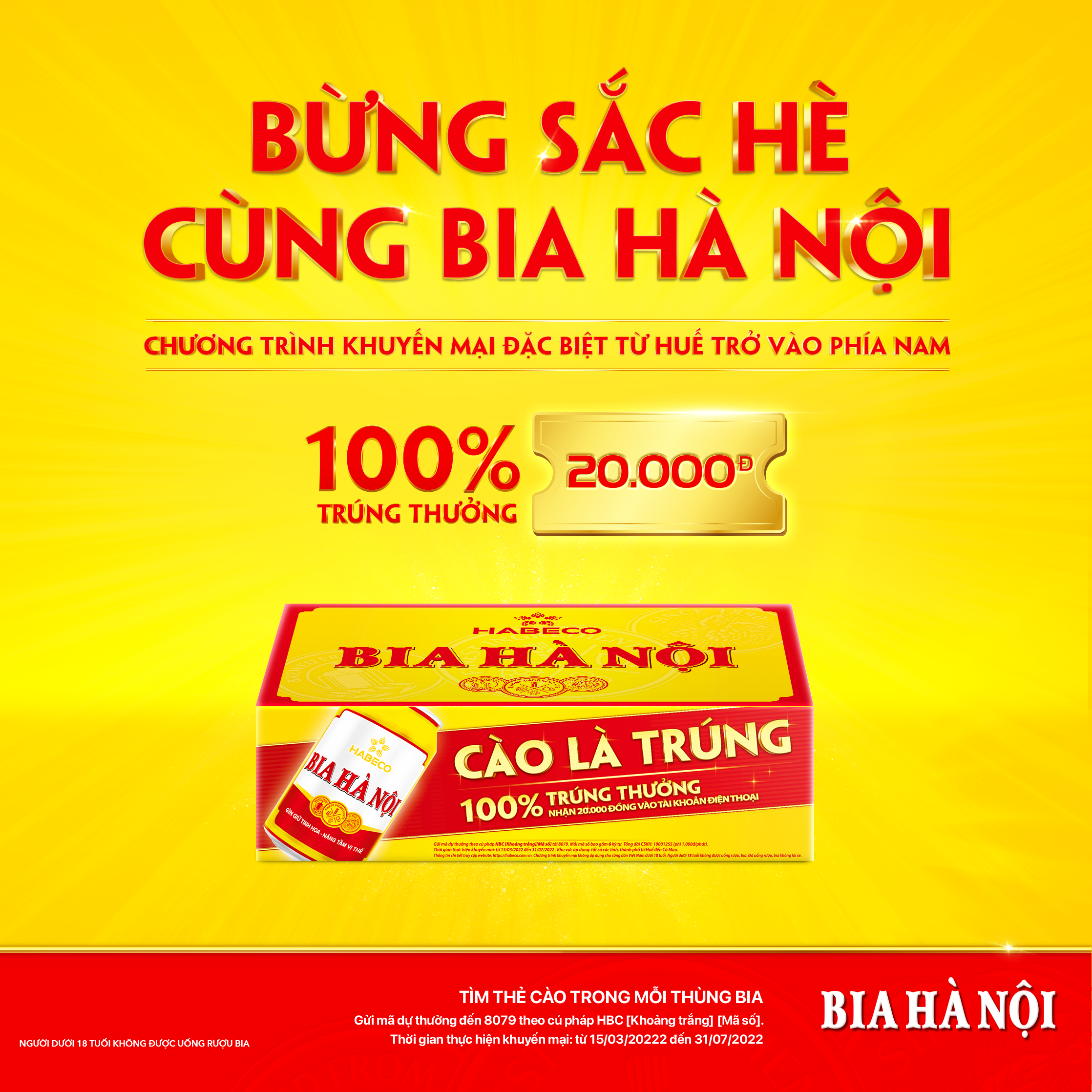 Bia Hà Nội Khuyến mại hè - Thùng 24 lon 330ml