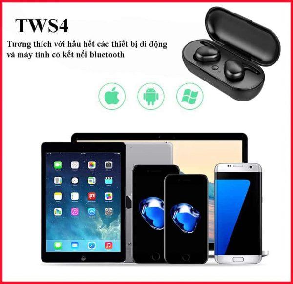 Tai nghe TWS4 True Wireless, cảm biến chạm, nghe nhạc cực đỉnh