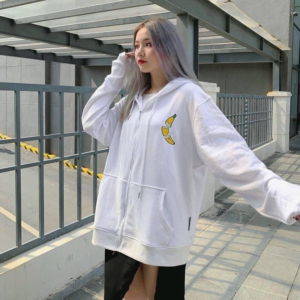 Áo khoác hoodie CHUỐI BANANA nỉ ngoại ulzzang đôi nam nữ unisex form rộng dây kéo zip dày giá rẻ đẹp