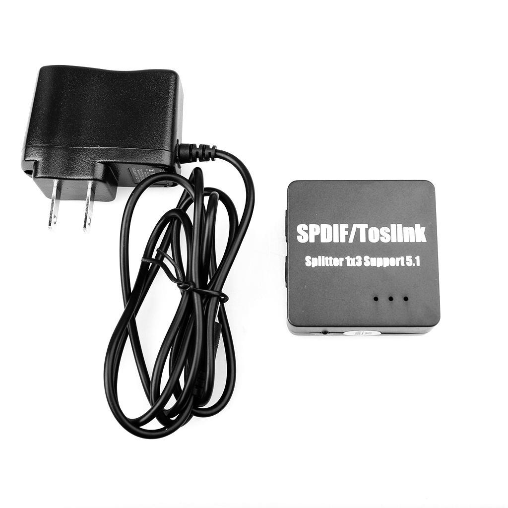 2-Port 1x3 SPDIF Optical Splitter Switcher 1 in 3 out