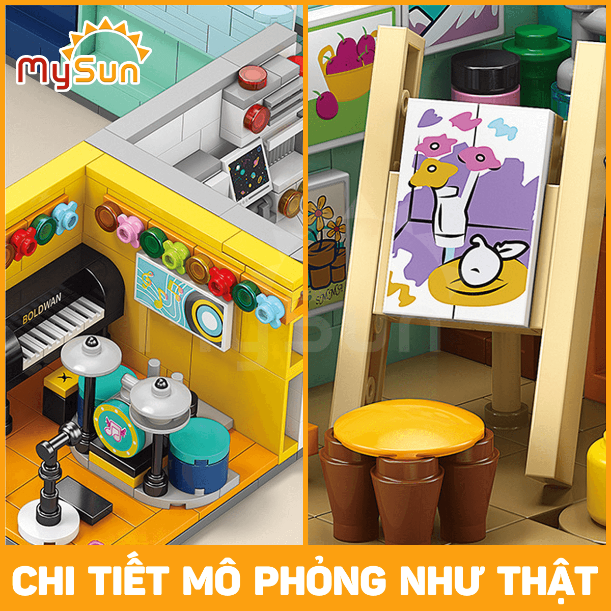Xếp mô hình lắp ráp nhà căn phòng bác sỹ, phi hành gia, hoạ sỹ đồ chơi nghề nghiệp cho bé