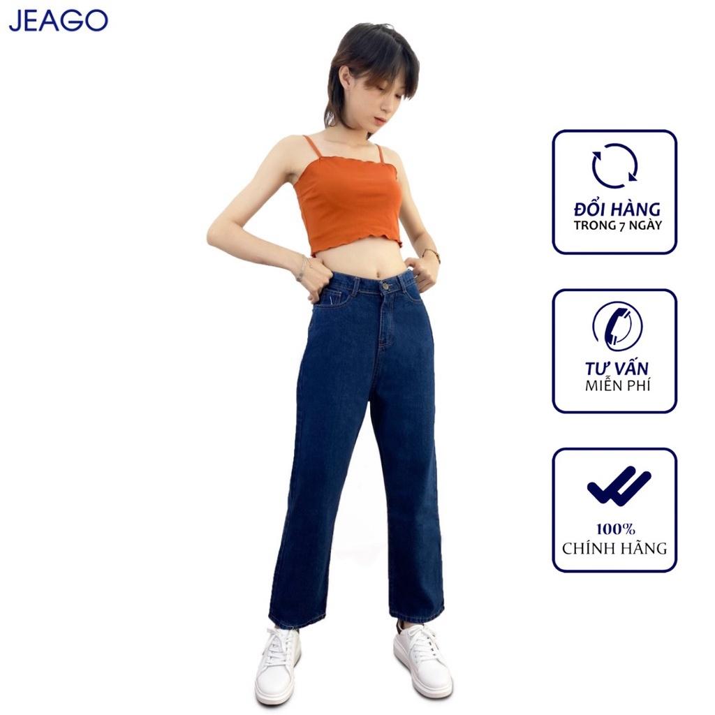 Quần Baggy nữ Lưng thun màu xanh đậm jeago