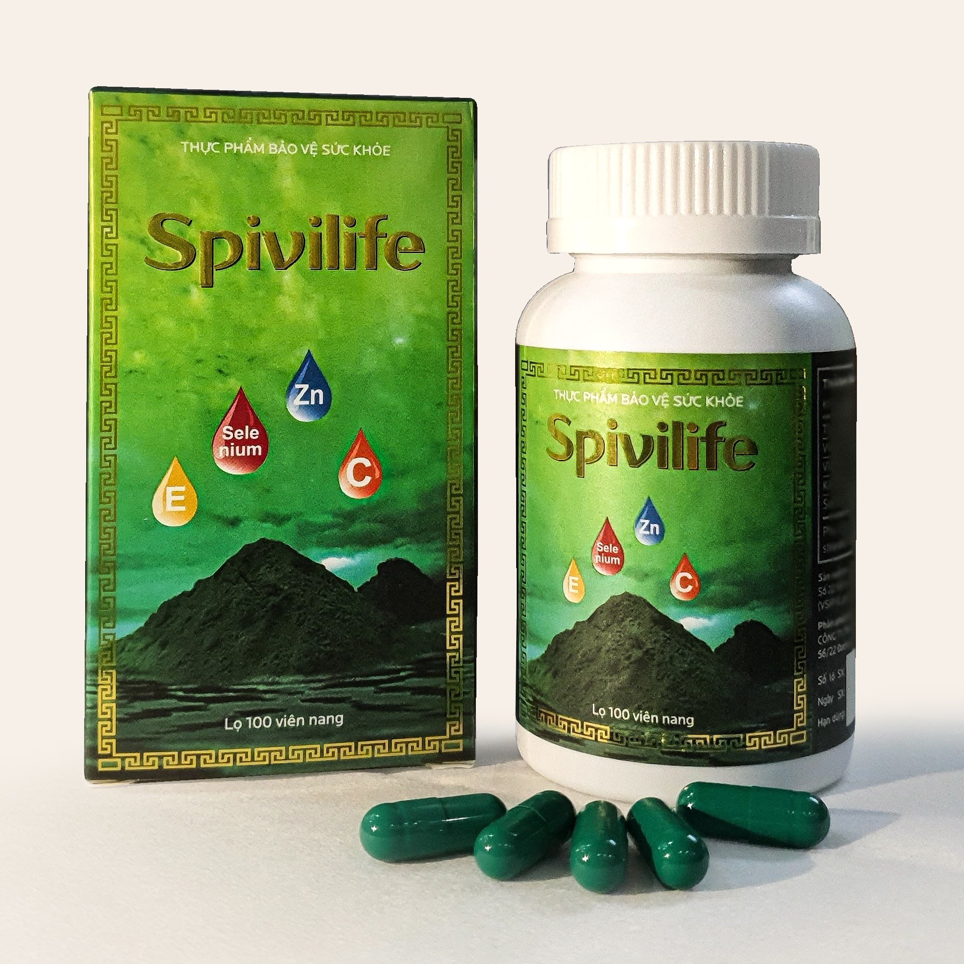 Viên uống tăng cường đề kháng, tăng cường sức khỏe - SPIVILIFE - Combo 3 hộp 100 viên + 1 hộp SPIVILIFE 100 viên, bổ sung các vitamin & protein cho cơ thể, chống oxi hóa .