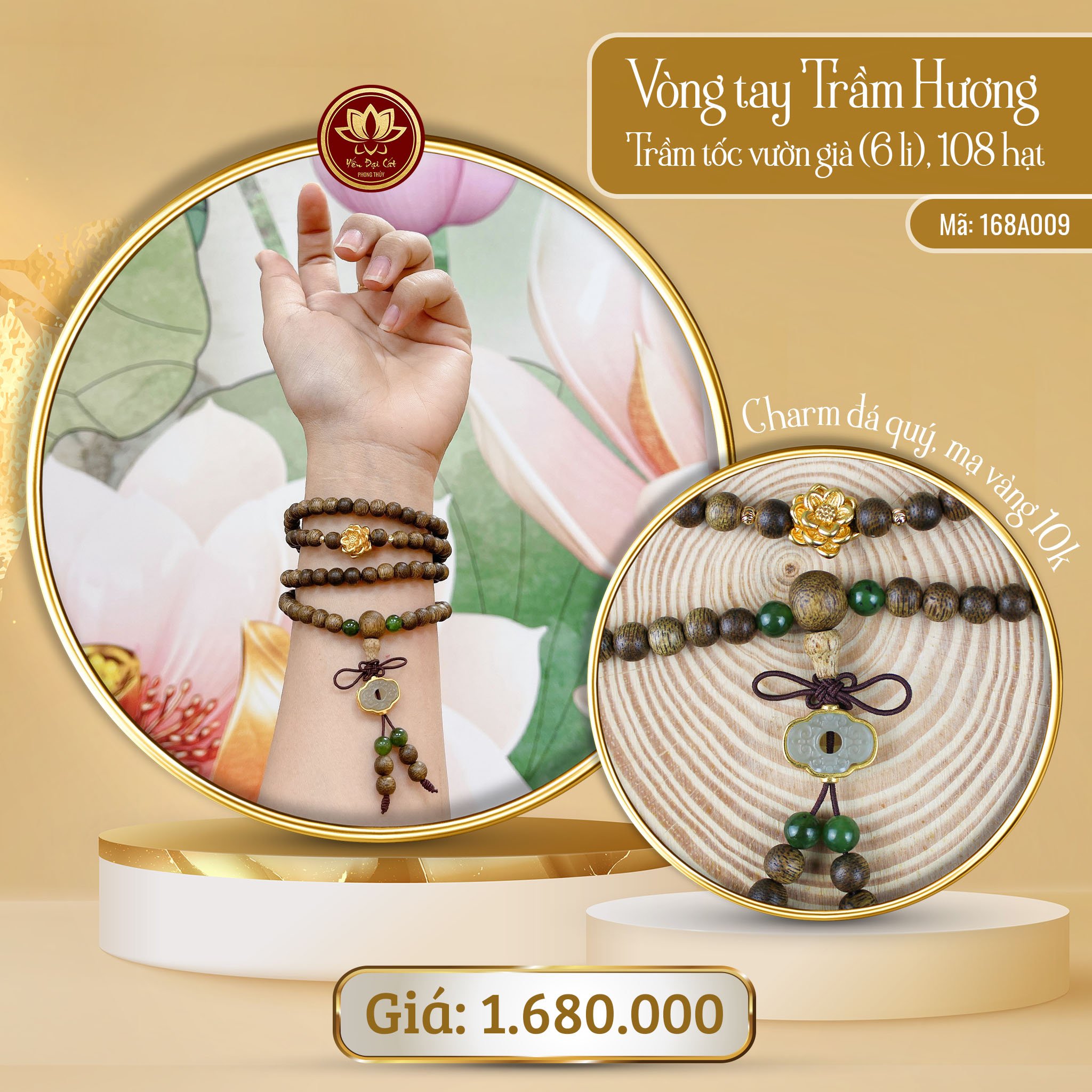 Vòng Tay Trầm Tốc Vườn Già 6 Ly, 108 Hạt 168A009
