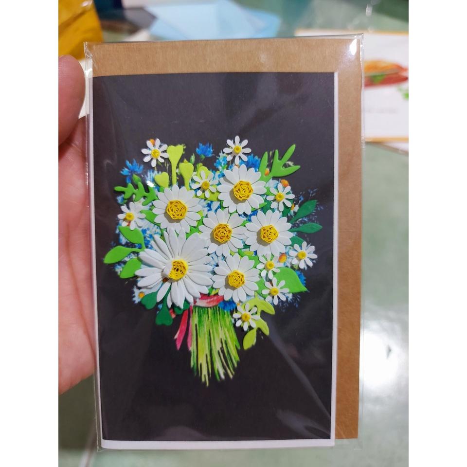 Thiệp Quilling giấy xoắn Handmade, hoa kích thước 8cmx12cm