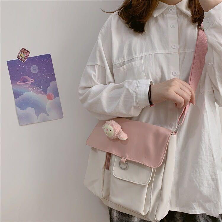 InsKorean Style Cute Girl Student Cross-Body Canvas Bag2020All-Matching Internet Celebrity Shoulder Large Capacity Schoo