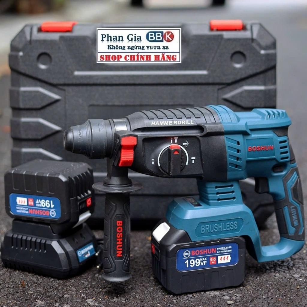[chính hãƞg] Máy Khoan Bê Tông Dùng Pin 3 chức năng BOSHUN 21V - 2 Pin 15 CELL - Động cơ không chổi than, BH 1 năm