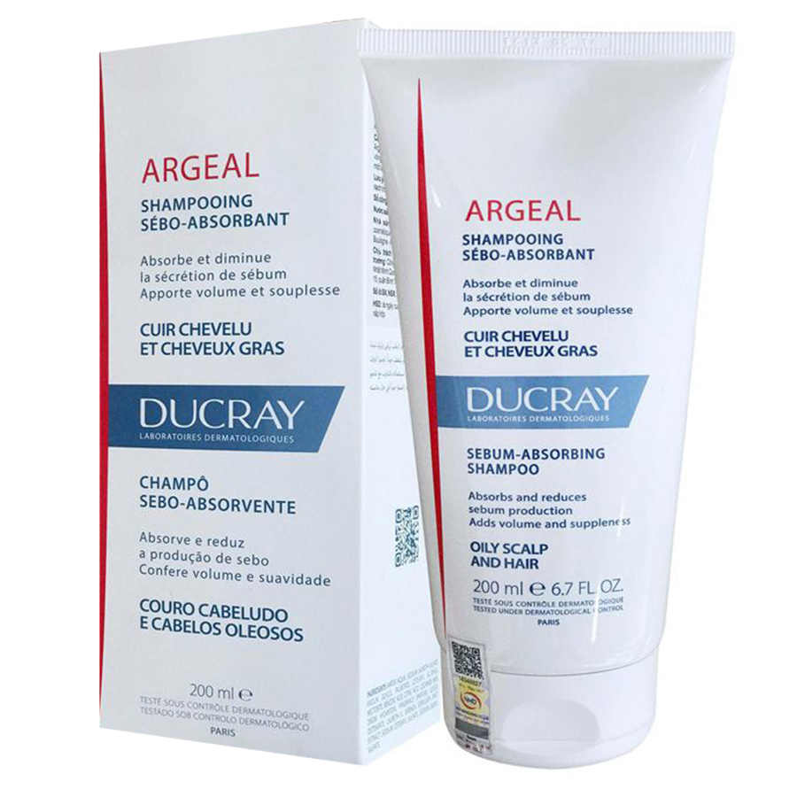 Dầu gội dạng kem cho da đầu nhờn Argeal Sebum-absorbing Treatment Shampoo Ducray 200 ml