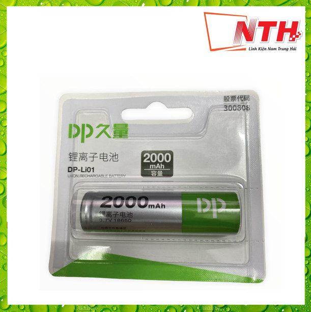 VỈ PIN SẠC DP-LI01 2000 MAH ( 18650 3.7V ) HÀNG CHUẨN CAO CẤP ( SD 5H LIÊN TỤC ) -NTH