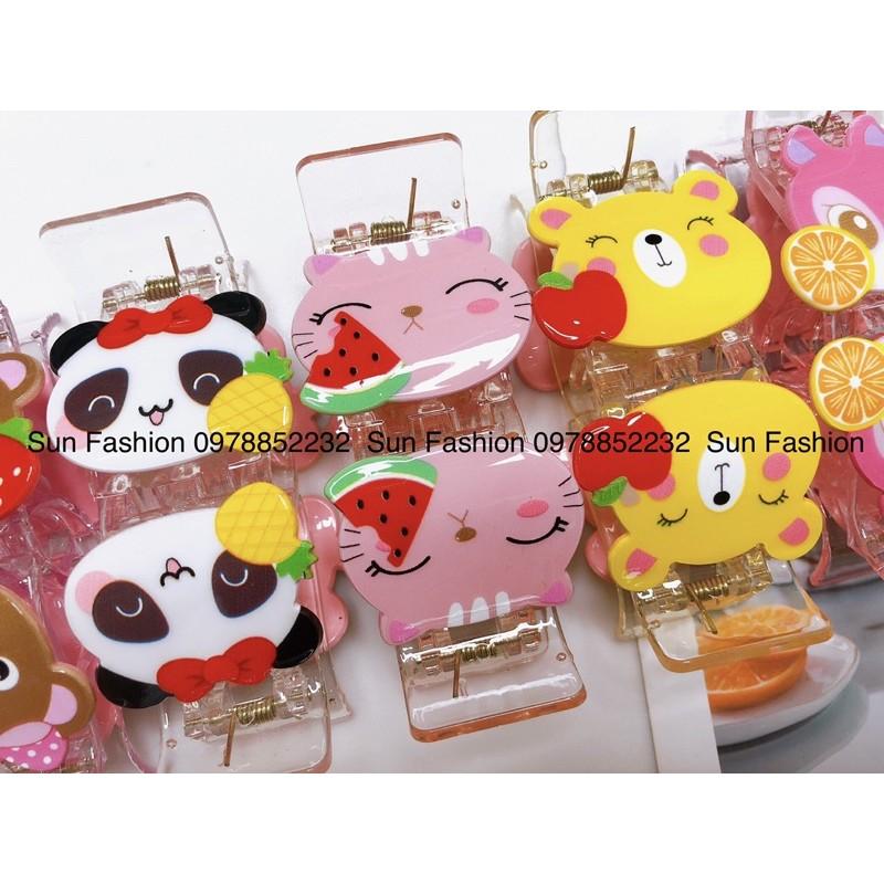 Kẹp tóc càng cua trong suốt 3 răng, 5 răng hình thú, con vật, hoạt hình, trái cây, 12 con giáp màu sắc đáng yêu