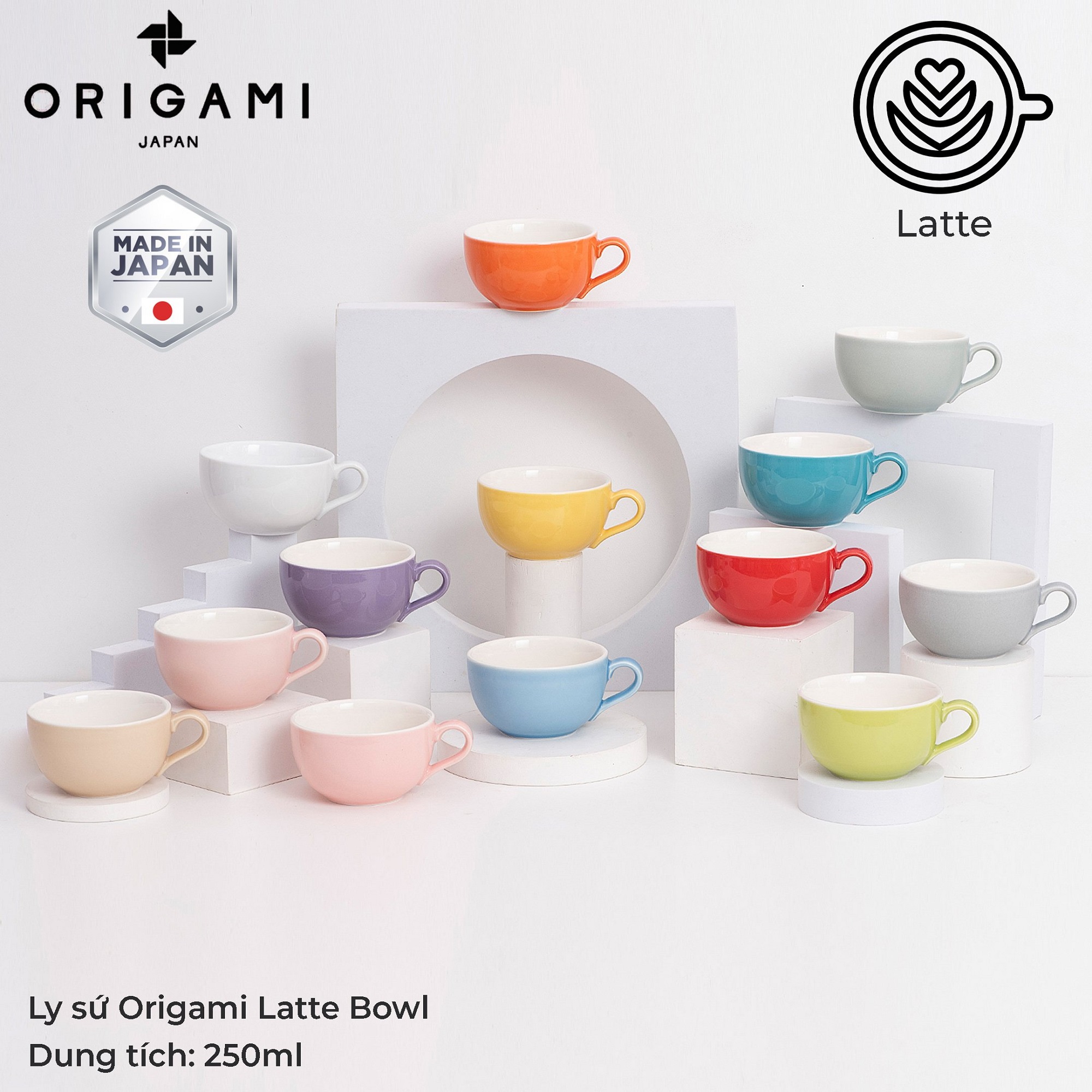 Ly sứ Origami Latte Bowl 250ml uống trà cà phê