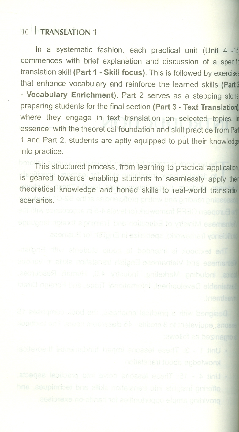 Translation 1 - Trường Đại học Ngoại Thương ; TS. Nguyễn Thị Dung Huệ chủ biên, ThS. Nguyễn Phương Linh, ThS. Lê Khánh Minh, ThS. Nguyễn Thị Lan Anh