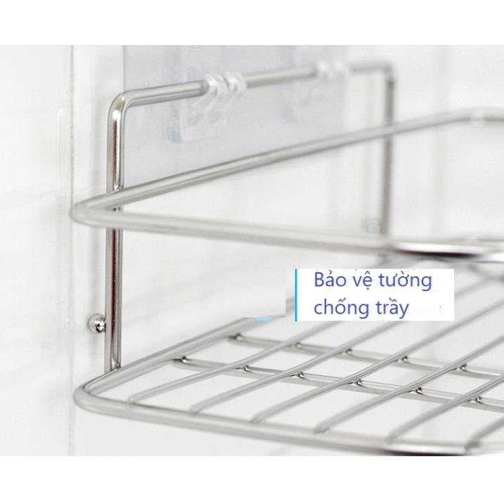 Kệ góc để đồ dán tường không cần khoan vít bằng inox; kệ treo nhà tắm.