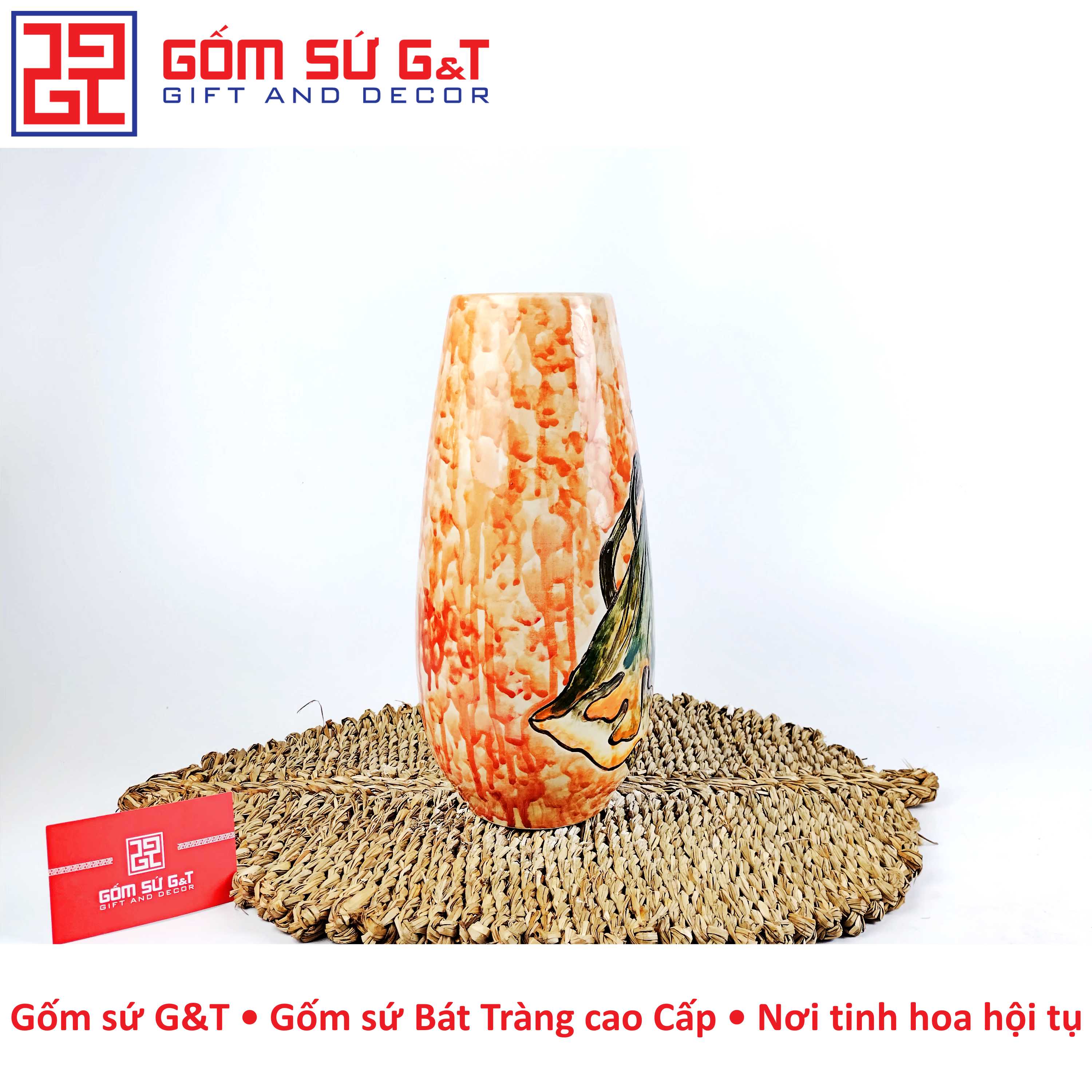 Lọ hoa dáng bom sen bay Gốm Sứ G&T