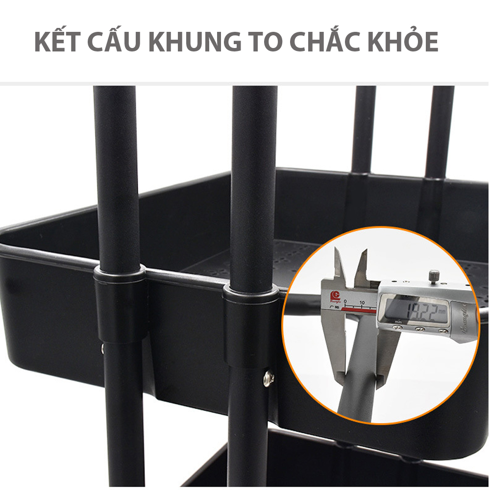 Kệ đựng để đồ đa năng có bánh xe 3 tầng (giao màu ngẫu nhiên)