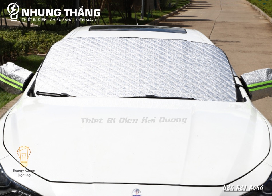 Bạt Phủ Che Nắng R-3906 - Chống Nóng,Cách Nhiệt Kính Lái , Phủ Gương Ô Tô Xe Hơi - 3 Lớp Tráng Bạc Cao Cấp - CÓ VIDEO