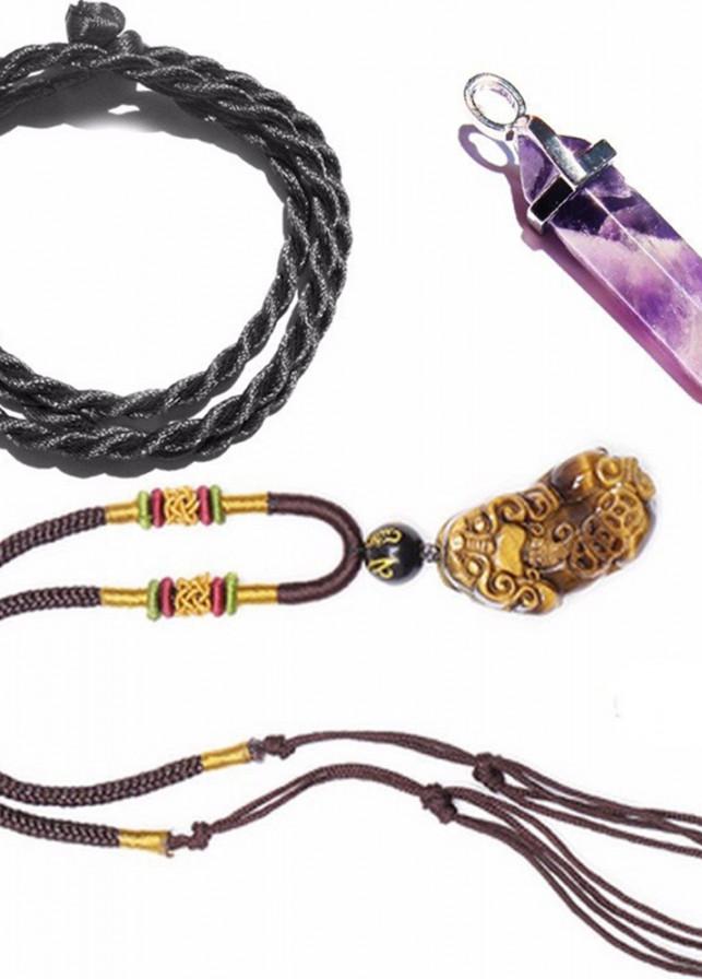 Bộ Vòng Cổ Tỳ Hưu Opal Lớn Mặt Thạch Anh Tím