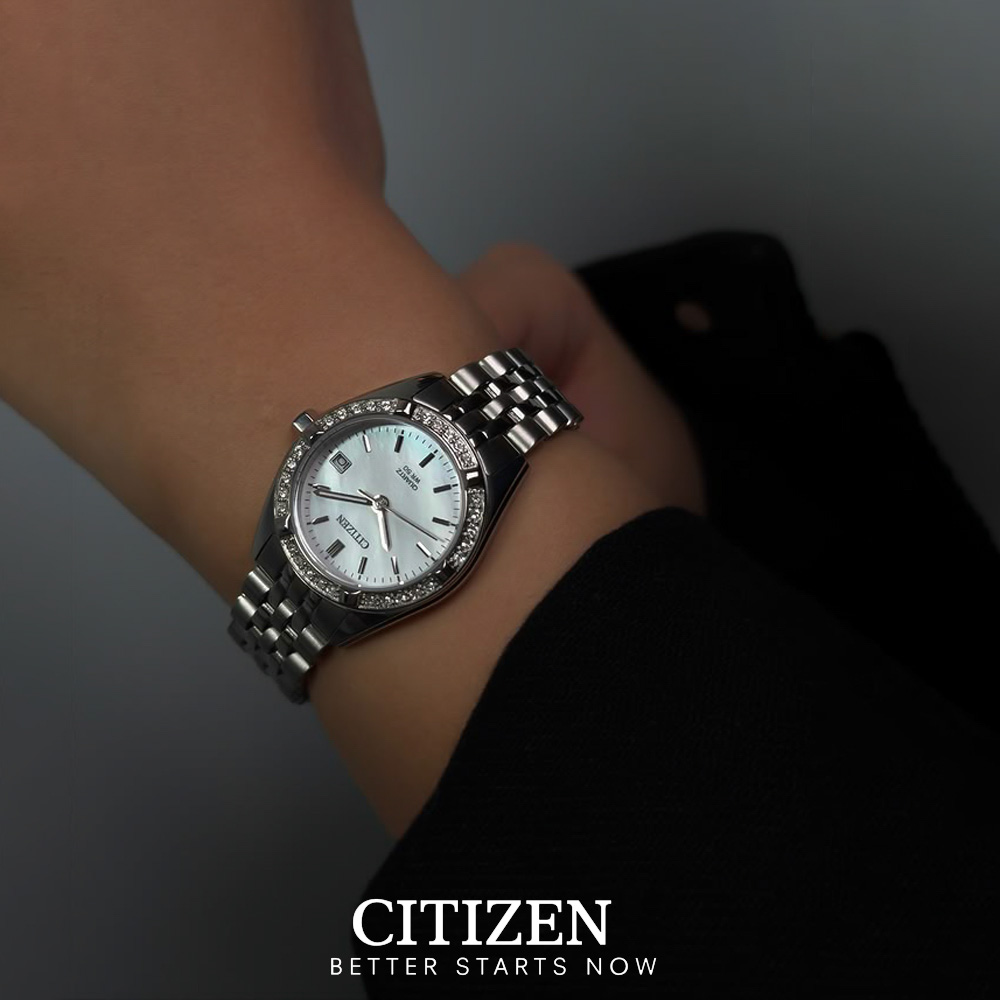 Đồng Hồ Nữ Citizen Pin-Quartz Đính Đá Swarovski Dây Thép Không Gỉ EU6060-55D - Mặt Xà Cừ (26mm)