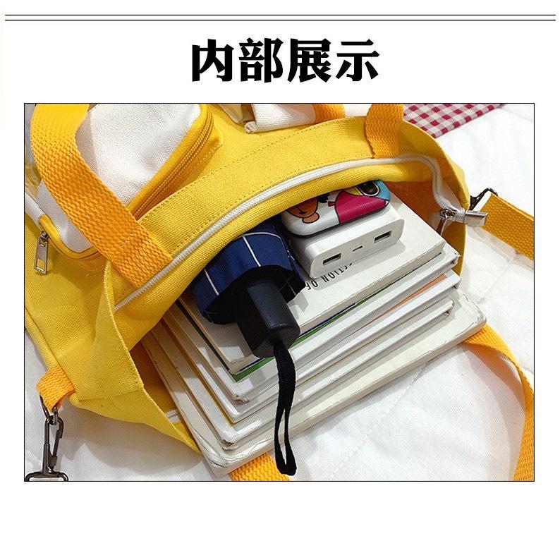 Túi đeo chéo SAM CLO bag canvas thời trang Hàn Quốc ULZZANG kèm phụ kiện, đựng sách, đi chơi, đi học GẤU BÔNG MỘT KHÓA