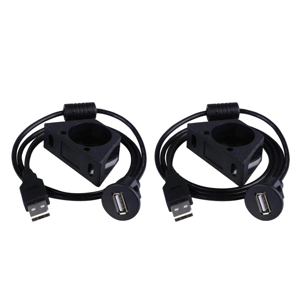 Car  Board Mount USB 2.0 Male To Female Socket Panel Extension Cable 1m