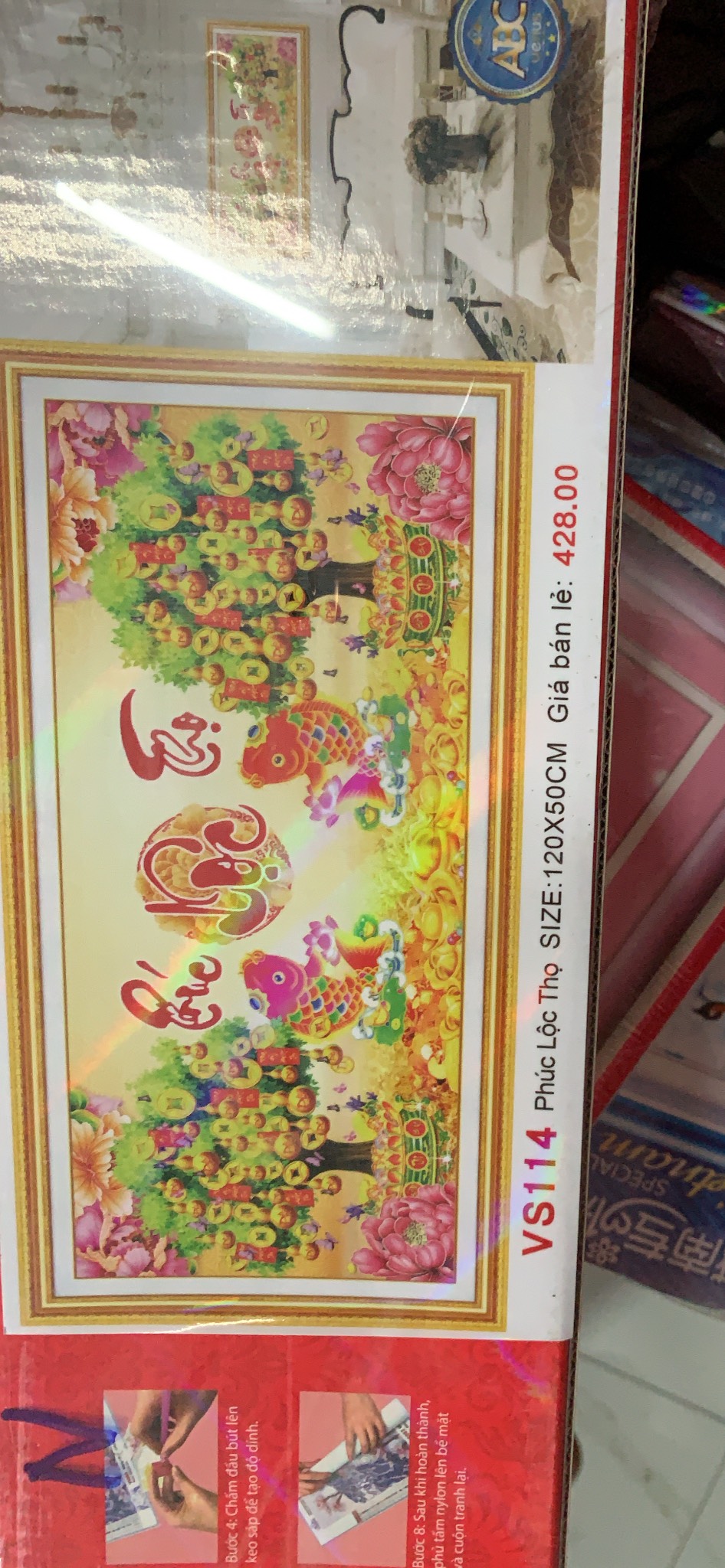 Tranh đính đá Phúc Lộc Thọ chưa đính